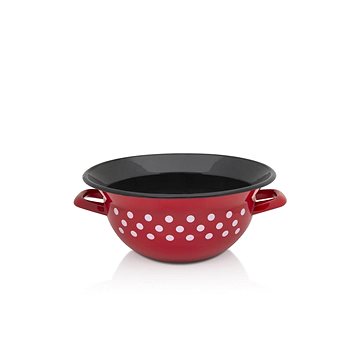

Metalac Červený puntík, smaltovaná mísa s uchy 28 cm, černý vnitřek