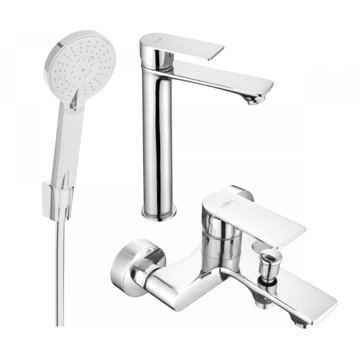 

MEXEN Royo R40 Set umyvadlové a vanové baterie s příslušenstvím, stříbrný (72213R40-00)