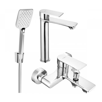 

MEXEN Royo R62 Set umyvadlové a vanové baterie s příslušenstvím, stříbrný (72213R62-00)