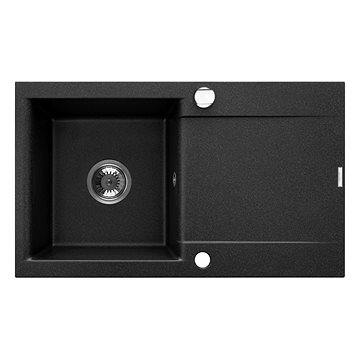 

INVENA TESALIA granitový dřez dlouhý odkap, černý s automatickým sifonem, chrom