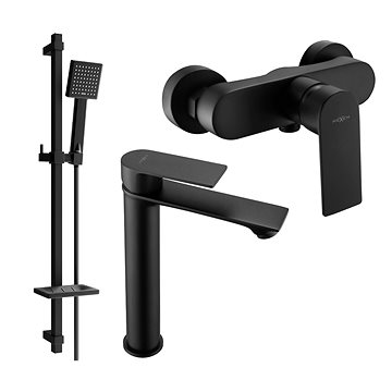 

MEXEN Royo SET umyvadlová + sprchová baterie s příslušenstvím DQ45, černá 72214DQ45 - 70