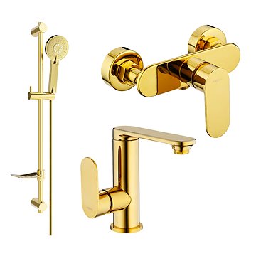 

MEXEN Milo DF40 SET umyvadlová baterie + sprchová s příslušenstvím, zlato 713054DF40 - 50