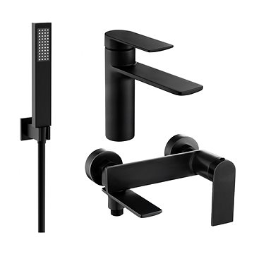

MEXEN Zero SET umyvadlová + vanová baterie s příslušenstvím R02, černá 71103R02-70