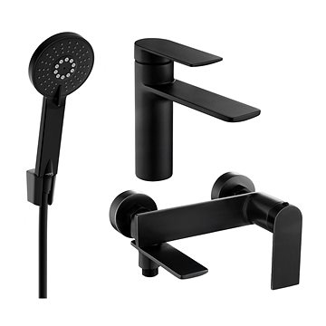 

MEXEN Zero SET umyvadlová + vanová baterie s příslušenstvím R40, černá 71103R40-70