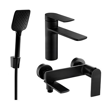 

MEXEN Zero SET umyvadlová + vanová baterie s příslušenstvím R62, černá 71103R62-70