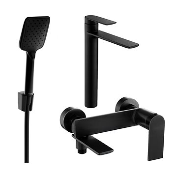 

MEXEN Zero SET umyvadlová + vanová baterie s příslušenstvím R62, černá 71113R62-70