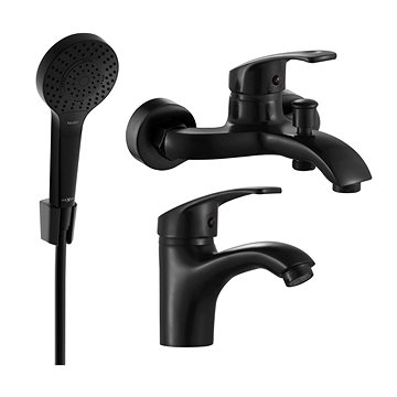 

MEXEN Fabia R05 Set umyvadlové a vanové baterie s příslušenstvím, černá 746503R05-70