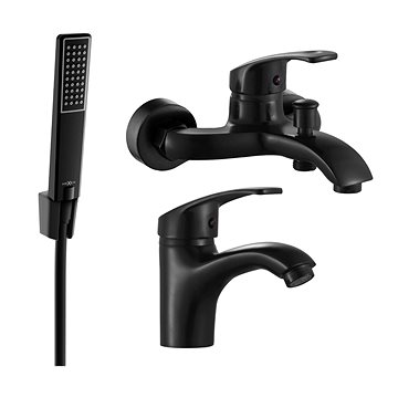 

MEXEN Fabia R72 Set umyvadlové a vanové baterie s příslušenstvím, černá 746503R72-70