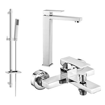 

MEXEN Uno DQ77 SET umyvadlová baterie + vanová s příslušenstvím, chrom 71413DQ77-00