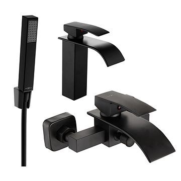 

MEXEN Aries R77 Set umyvadlové a vanové baterie s příslušenstvím, černá 744803R77-70