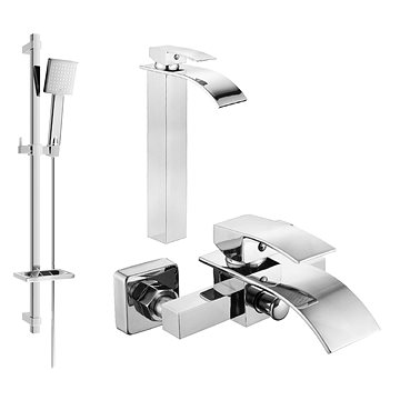 

MEXEN Aries DQ45 Set umyvadlové a vanové baterie s příslušenstvím, chrom 744813DQ45-00