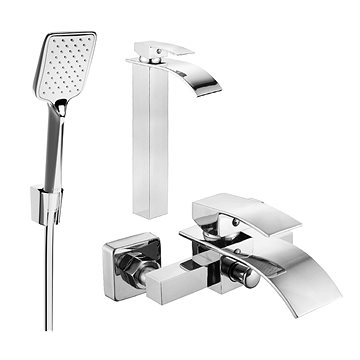 

MEXEN Aries R62 Set umyvadlové a vanové baterie s příslušenstvím, chrom 744813R62-00