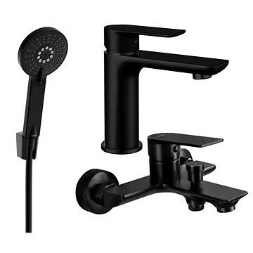 

MEXEN Alfa R40 Set umyvadlové a vanové baterie s příslušenstvím, černá 745703R40-70