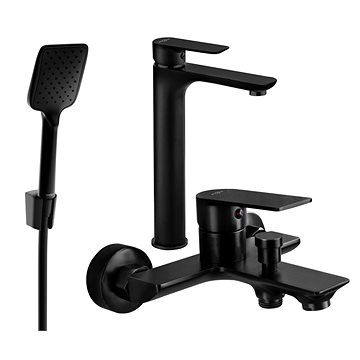 

MEXEN Alfa R62 Set umyvadlové a vanové baterie s příslušenstvím, černá 745713R62-70