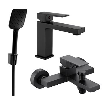 

MEXEN Uno R62 Set umyvadlové a vanové baterie s příslušenstvím, černá 71403R62-70