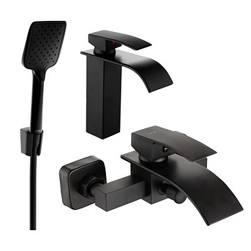 

MEXEN Aries R62 Set umyvadlové a vanové baterie s příslušenstvím, černá 744803R62-70