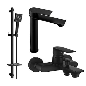 

Mexen Royo DQ45 Set umyvadlové a vanové baterie s příslušenstvím, černá (72213DQ45-70)