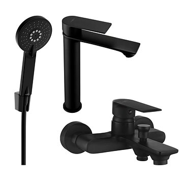 

Mexen Royo R40 Set umyvadlové a vanové baterie s příslušenstvím, černá (72213R40-70)