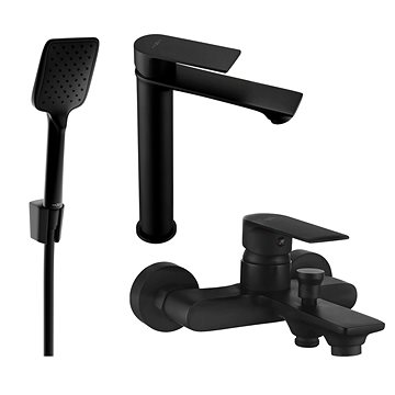 

Mexen Royo R62 Set umyvadlové a vanové baterie s příslušenstvím, černá (72213R62-70)