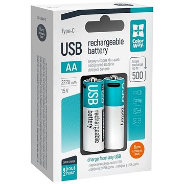 

ColorWay AA 2200mAh USB-C 6ks