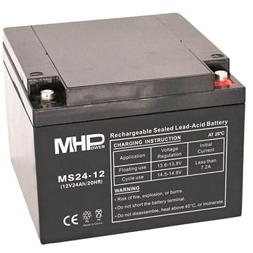 

MHPower olověný akumulátor AGM 12 V/24 Ah, Terminál T1 - M6, MS24-12