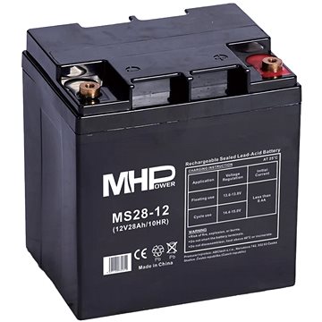 

MHPower olověný akumulátor AGM 12 V/28 Ah, Terminál T1 - M6, MS28-12