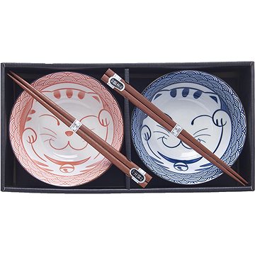 

Made In Japan Sada misek 2 ks 15 cm v Červeno-modré barvě s motívem Maneki