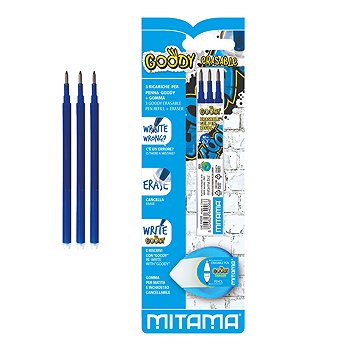 

Mitama Náhradní náplně + guma pro pero Goody modré - 0,7 mm, 3 ks