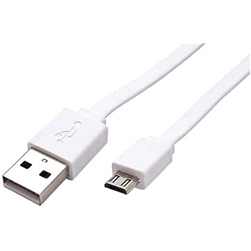 ROLINE USB 2.0 - USB A(M) -> micro USB B(M), 1m, plochý, bílý - Datový kabel