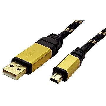 ROLINE Gold USB 2.0 USB A(M) -> mini USB 5pin B(M), 0.8m - černo/zlatý - Datový kabel