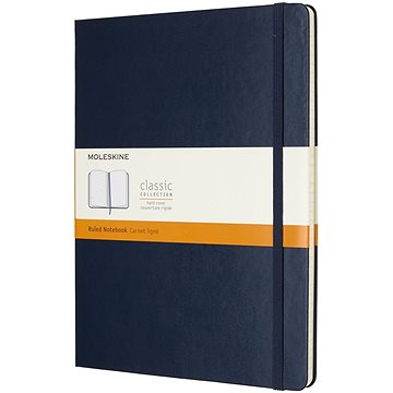 

Moleskine XL, tvrdé desky, linkovaný, modrý