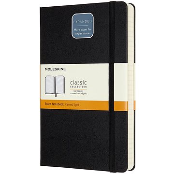 

MOLESKINE L expanded, tvrdé desky, linkovaný, černý