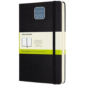 MOLESKINE L expanded, tvrdé desky, čistý, černý