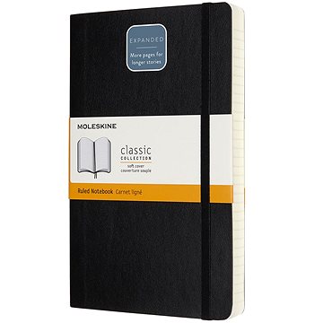 MOLESKINE L expanded, měkké desky, linkovaný, černý
