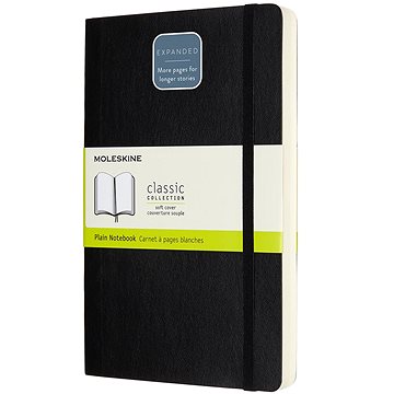 MOLESKINE L expanded, měkké desky, čistý, černý