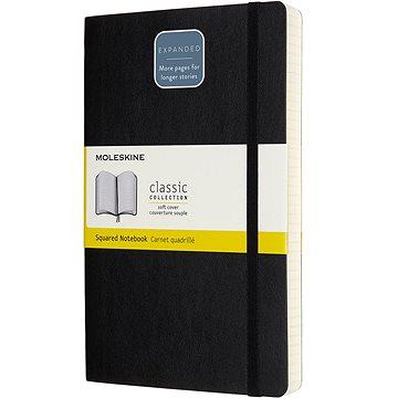 

MOLESKINE L expanded, měkké desky, čtverečkovaný, černý