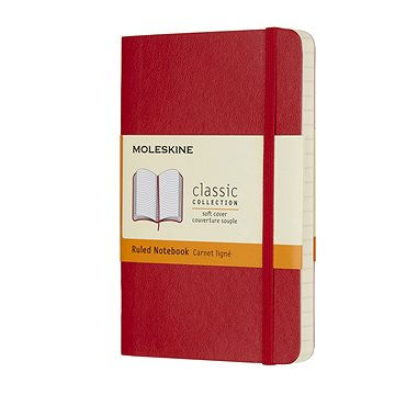 

MOLESKINE S, měkké desky, linkovaný, červený