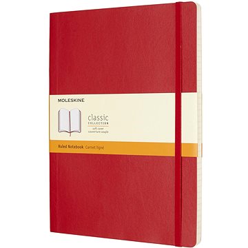 

MOLESKINE XL, měkké desky, linkovaný, červený