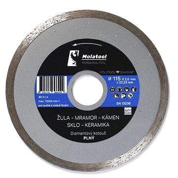 

Diamantový řezný kotouč Molatool 115 × 2,0 × 22,2 mm Standard Profi