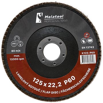 

Lamelový brusný kotouč Molatool Korund 125 mm P60