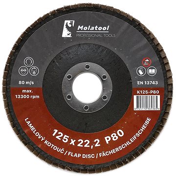 

Lamelový brusný kotouč Molatool Korund 125 mm P80