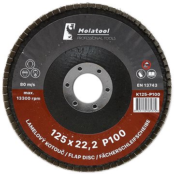 

Lamelový brusný kotouč Molatool Korund 125 mm P100