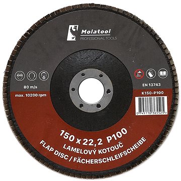 

Lamelový brusný kotouč Molatool Korund 150 mm P100