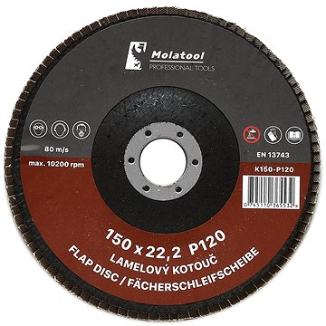 

Lamelový brusný kotouč Molatool Korund 150 mm P120