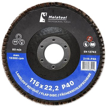 

Lamelový brusný kotouč Molatool VSM Zirkon 115 mm P40
