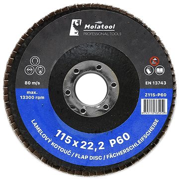 

Lamelový brusný kotouč Molatool VSM Zirkon 115 mm P60