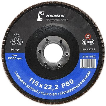 

Lamelový brusný kotouč Molatool VSM Zirkon 115 mm P80