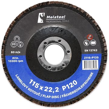 

Lamelový brusný kotouč Molatool VSM Zirkon 115 mm P120