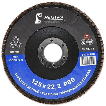 

Lamelový brusný kotouč Molatool VSM Zirkon 125 mm P80