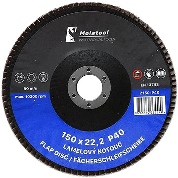 

Lamelový brusný kotouč Molatool VSM Zirkon 150 mm P40